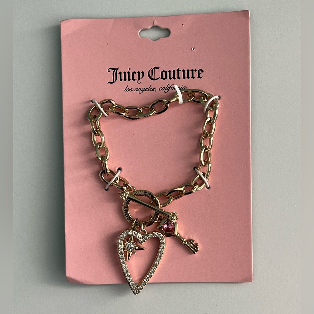 Juicy Couture Juicy Couture GoldTone Pave Heart Toggle Charm Bracelet